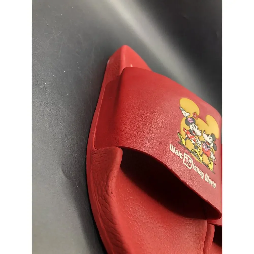 Disney X Coach Mickey & Minnie Slides Women Elec Red Size 11 Disney's 50th New